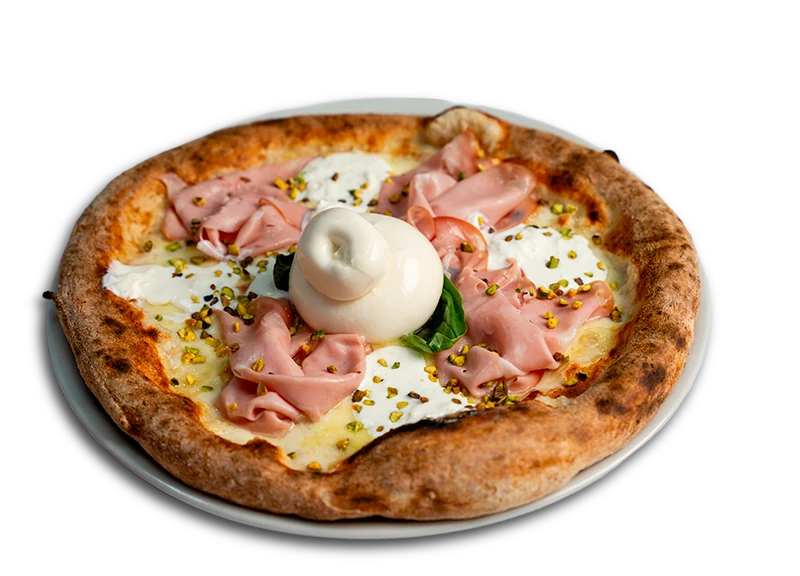 Integrale wholemeal dough baked into a rustic pizza