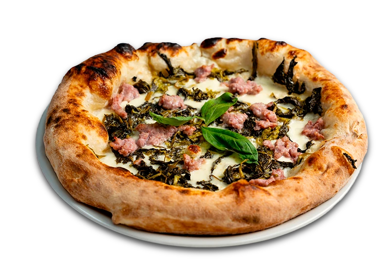 Cornice dough baked into a contemporary high-crust pizza