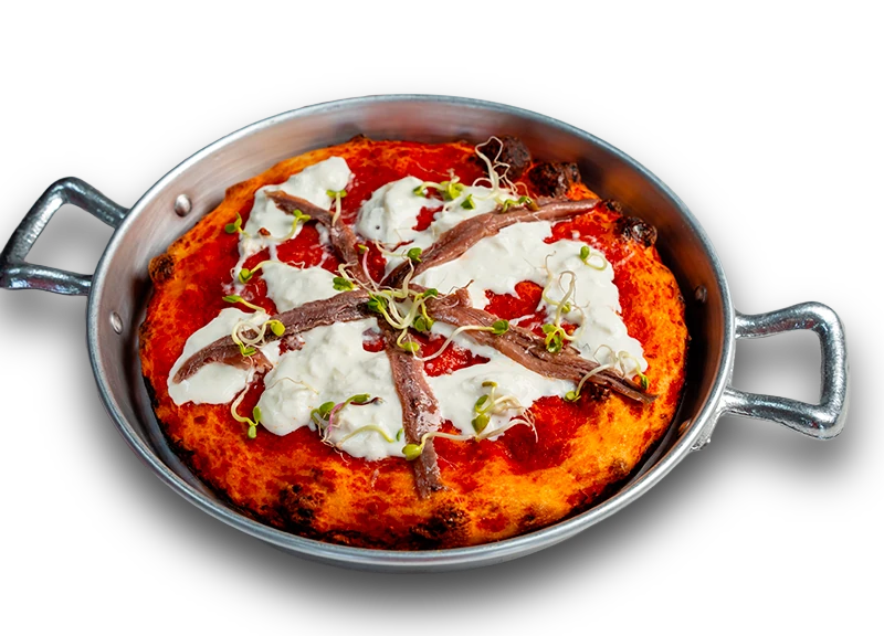 Tegamino dough baked into a Piedmontese pan pizza